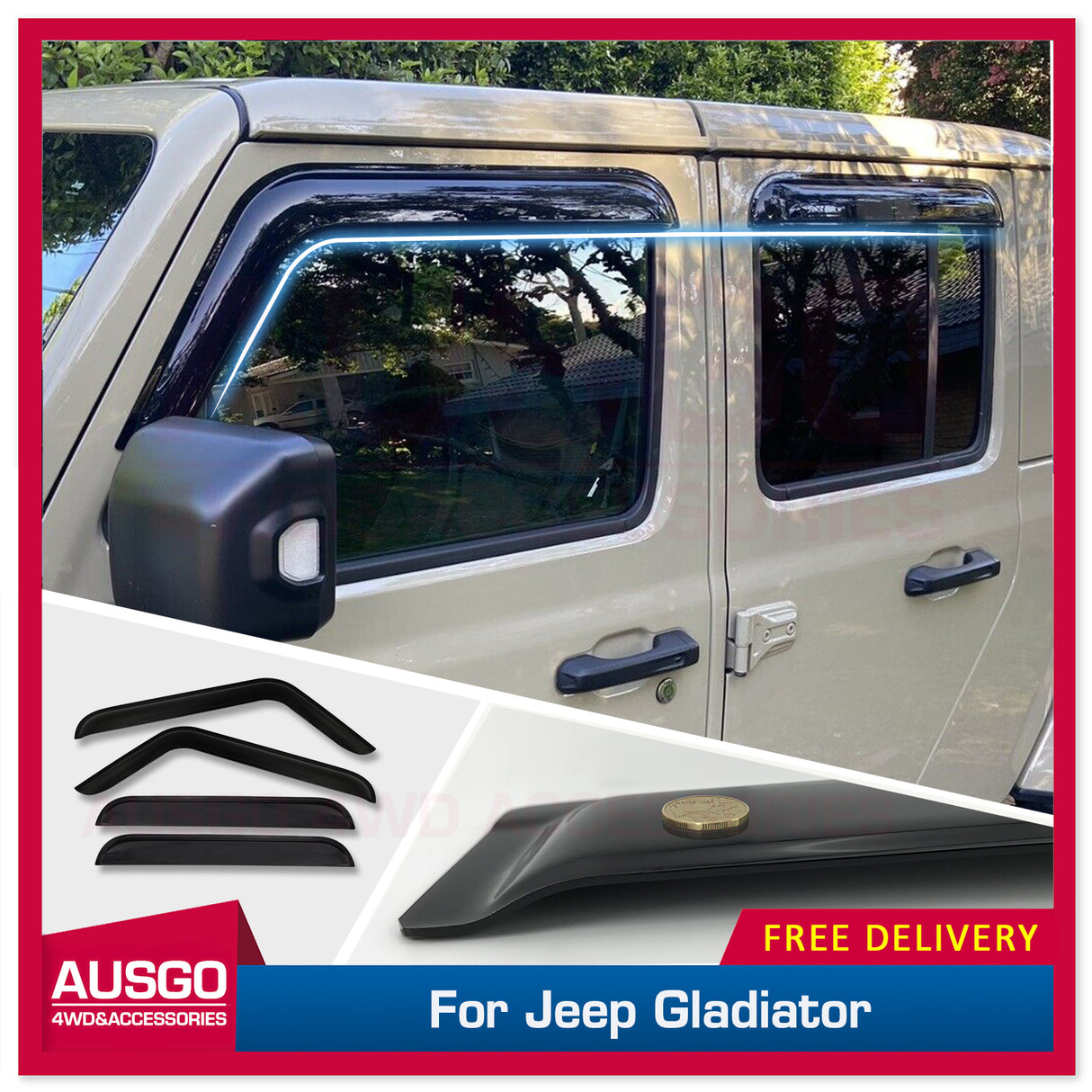 Luxury Weather Shields for Jeep Gladiator Dual Cab 2020-Onwards