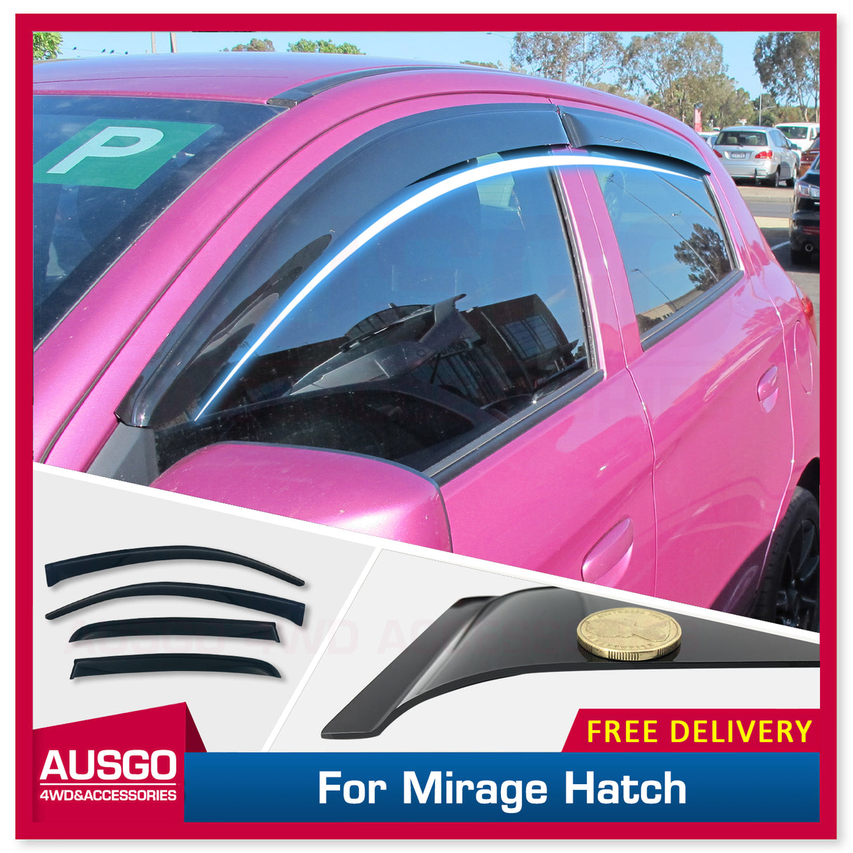 Weather Shields for Mitsubishi Mirage Hatch 5D 2012-Onwards