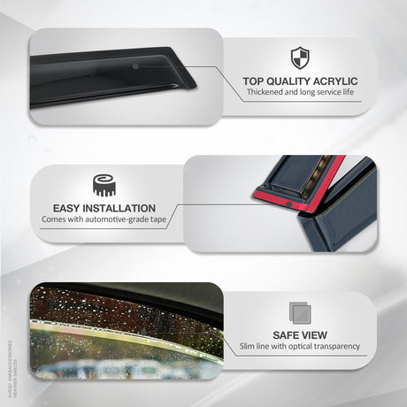 Luxury 6pcs Weather Shields for KIA Sorento MQ4 Series 2020-Onwards Weathershields Window Visors