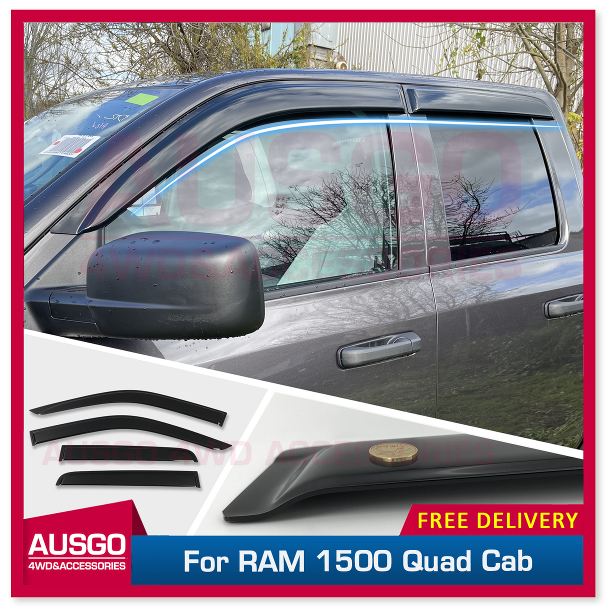 Luxury Weather Shields for RAM 1500 DS Series Quad Cab 2017-2022 Weathershields Window Visors