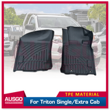 3D Floor Mats for Mitsubishi Triton MQ MR Single / Extra Cab 2015-2024