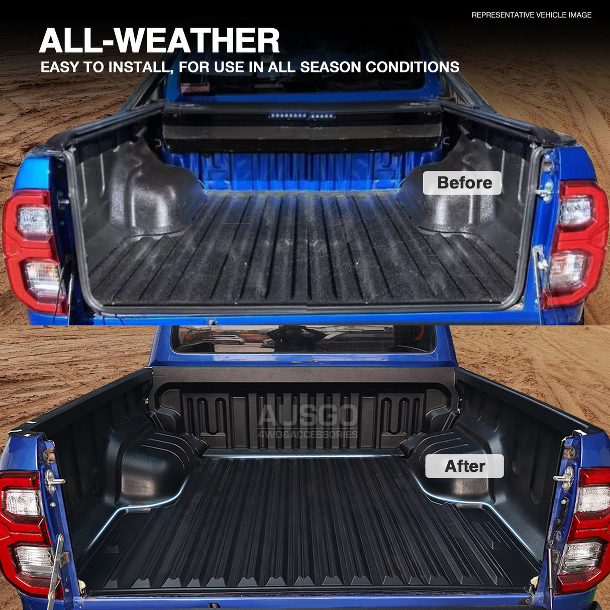 3D TPE Ute Mat for Ford Next-Gen Ranger Dual Cab 2022-Onwards Fitted with Factory Plastic Tub Liner