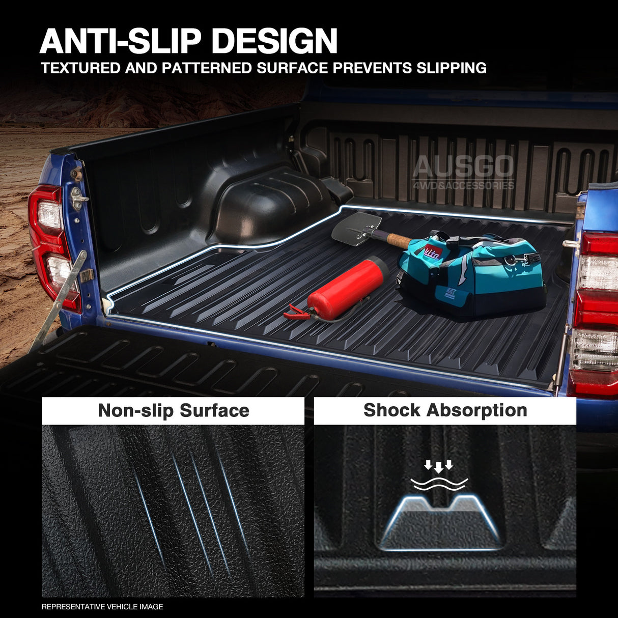 3D TPE Ute Mat for Ford Next-Gen Ranger Dual Cab 2022-Onwards Fitted with Factory Plastic Tub Liner