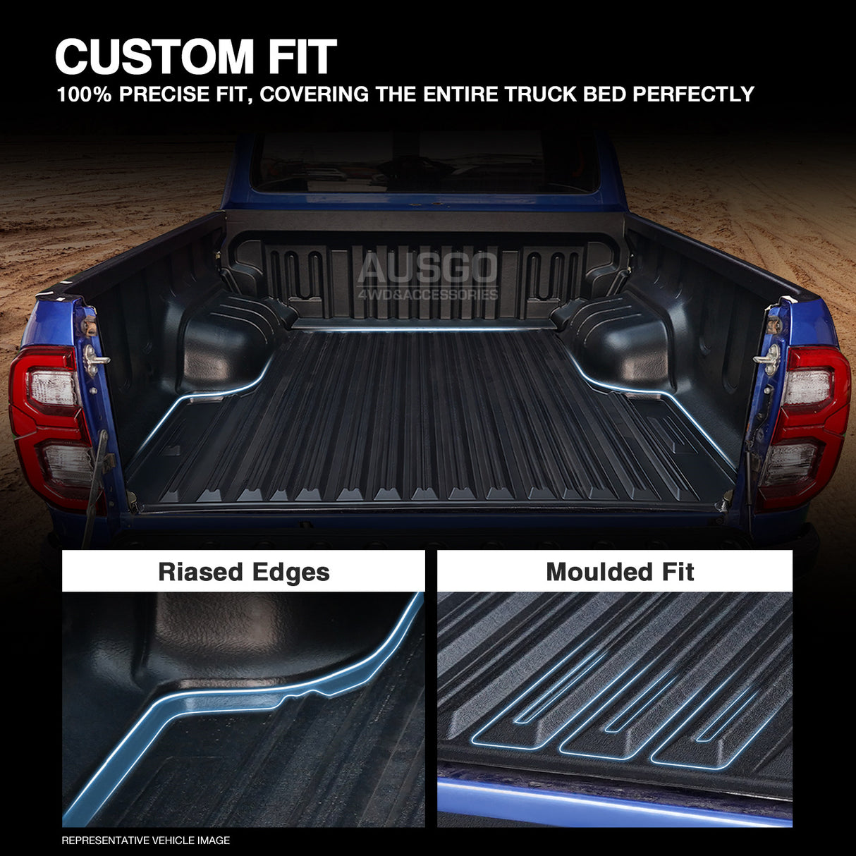 3D TPE Ute Mat for Ford Next-Gen Ranger Dual Cab 2022-Onwards Fitted with Factory Plastic Tub Liner