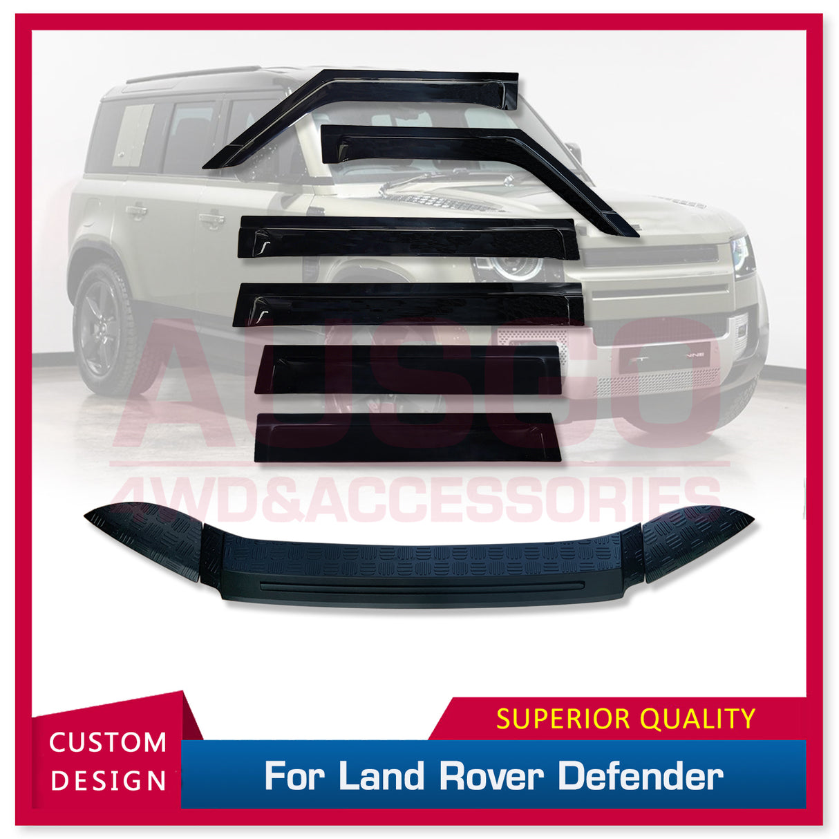 Wide Type Weather Shields + Bonnet Protector for Land Rover Defender L663 110 2020-Onwards