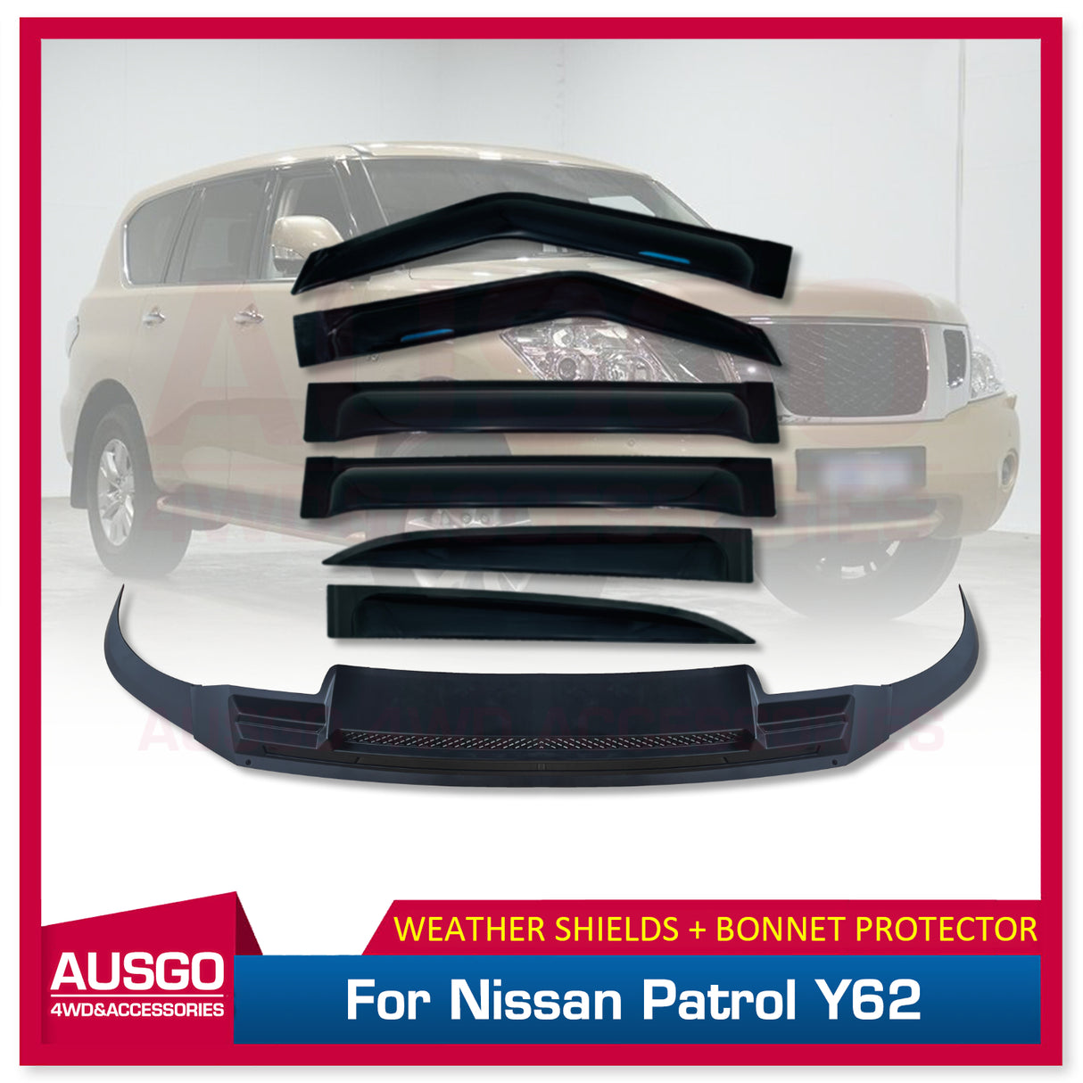 Wide Type Weather Shields + Bonnet Protector for Nissan Patrol Y62 Series 5 2019-2024