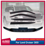 Stainless Trim Weather Shields + Bonnet Protector for Toyota Land Cruiser 300 LC300 2021-Onwards