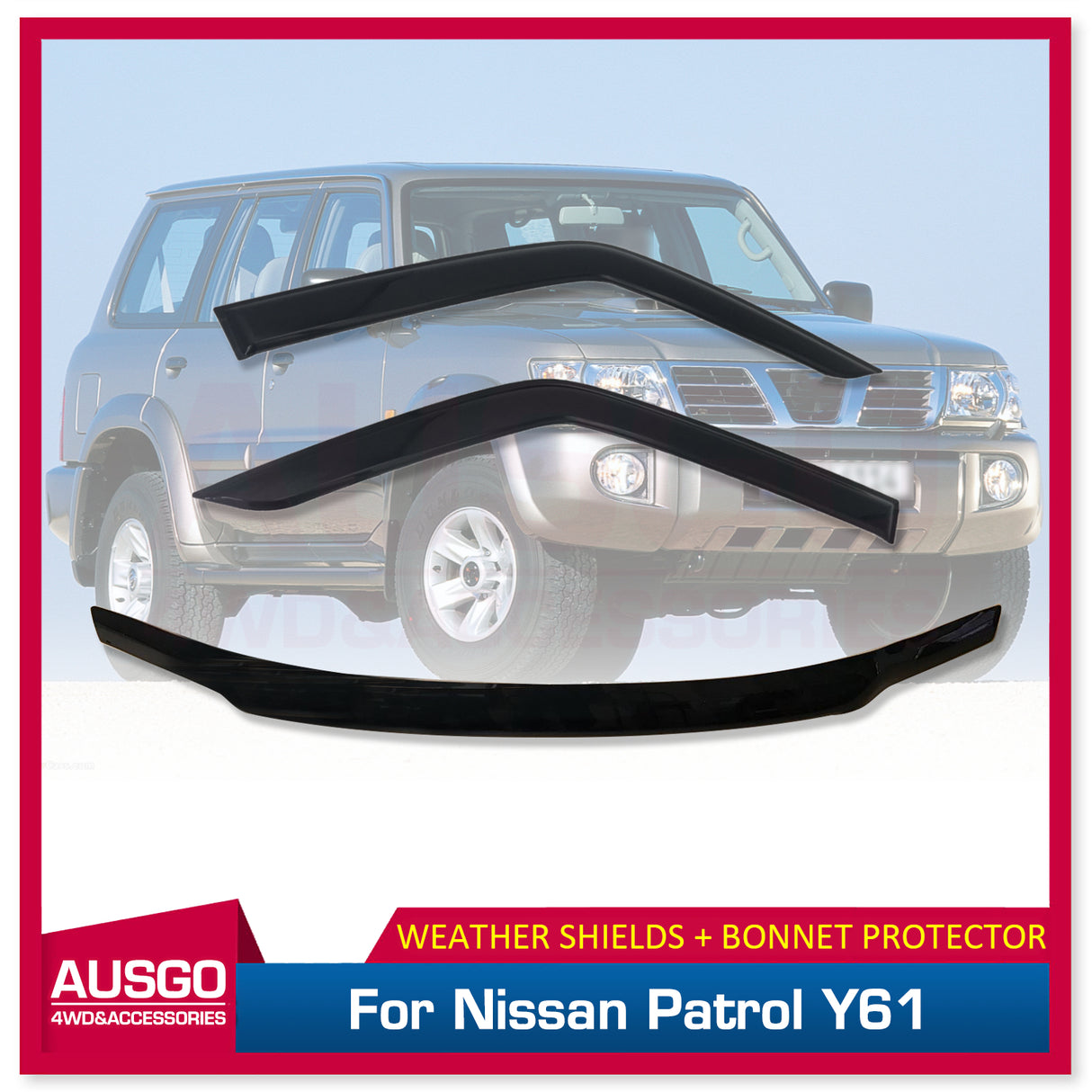 Weather Shields + Bonnet Protector for Nissan Patrol GU Y61 2004-2015