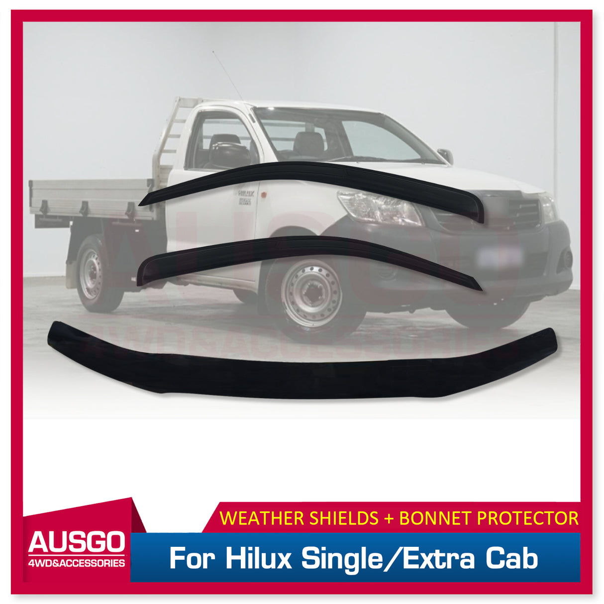 Luxury Weather Shields + Bonnet Protector for Toyota Hilux Single / Extra Cab 2011-2015