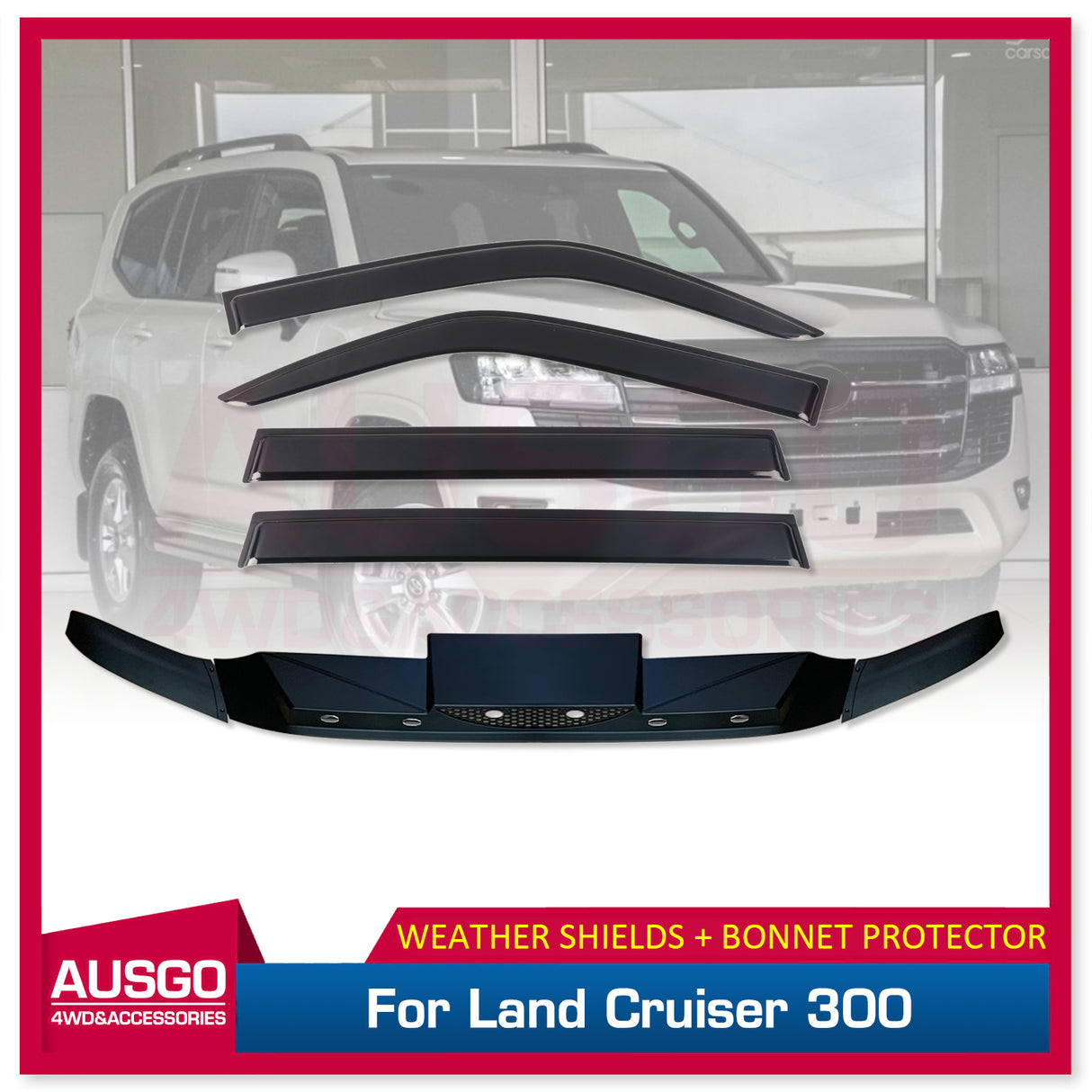 Luxury Weather Shields + Bonnet Protector for Toyota Land Cruiser 300 LC300 2021-Onwards