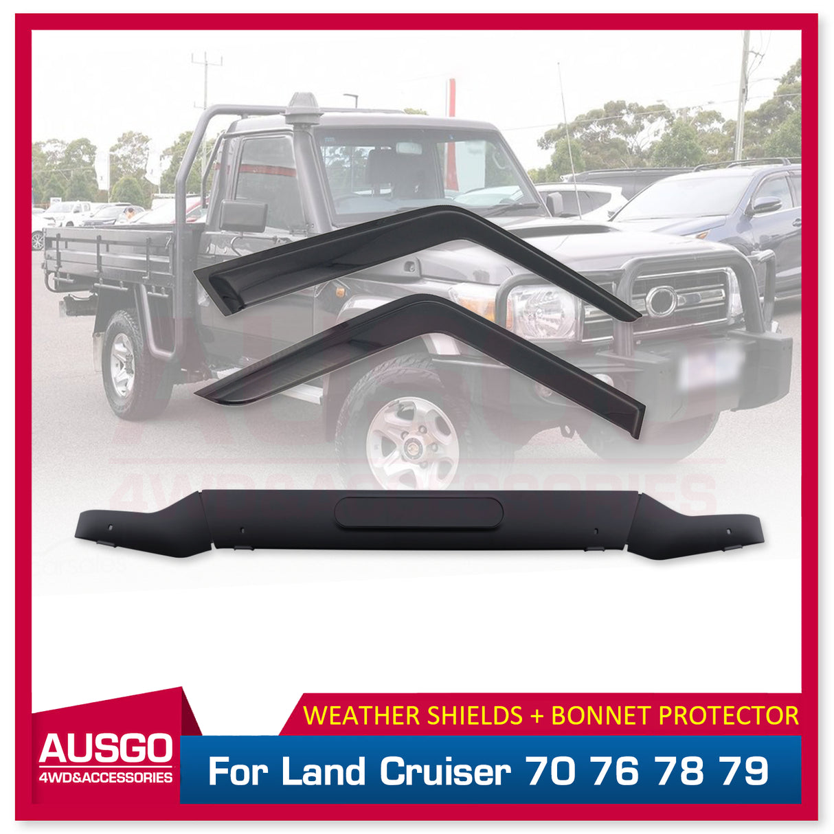 Weather Shields + Bonnet Protector Guard for Toyota Landcruiser 70 76 78 79 Series  2007-2023 LC70 LC76 LC78 LC79