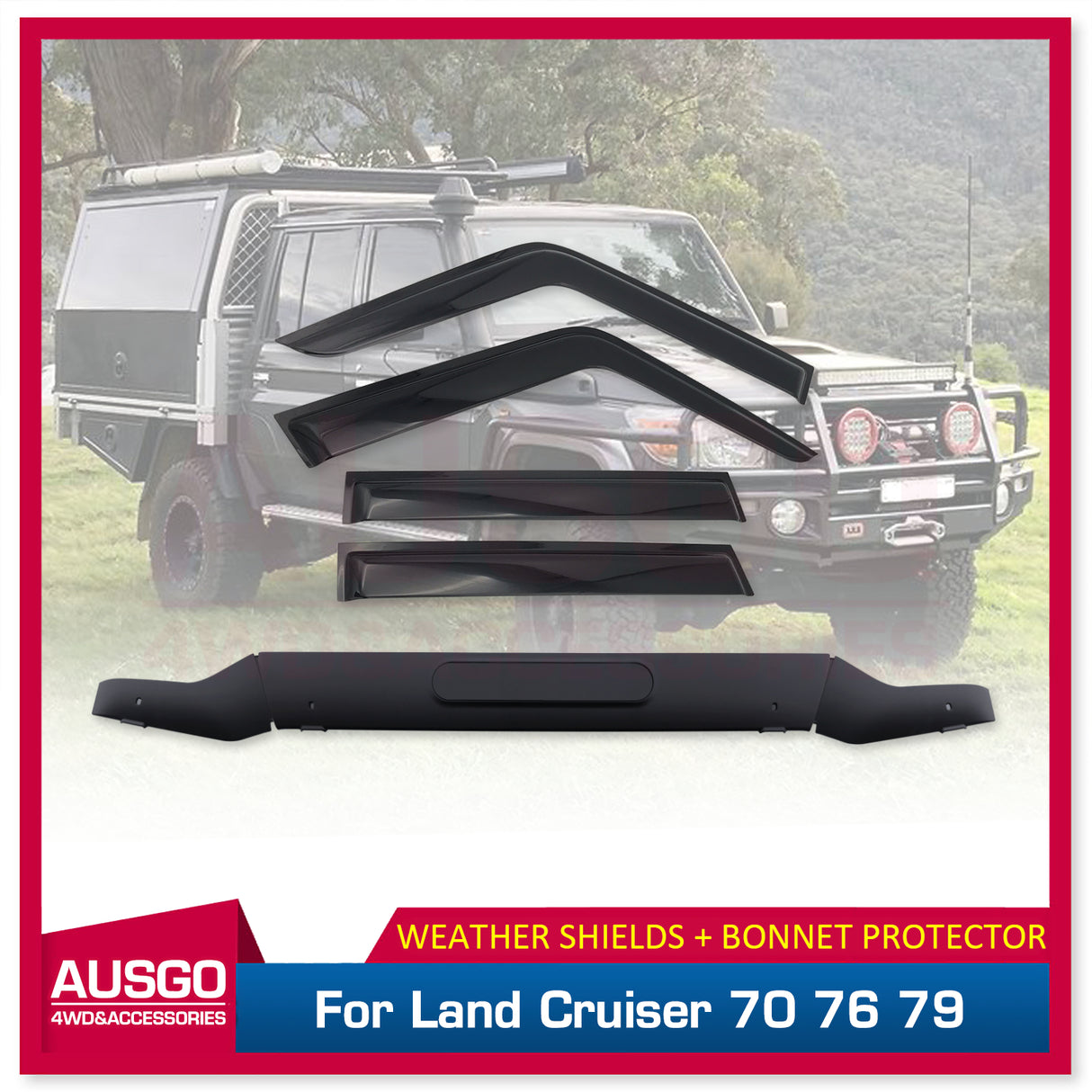 Weather Shields + Bonnet Protector Guard for Toyota Landcruiser 70 76 79 Series 2007-2023 LC70 LC76 LC79