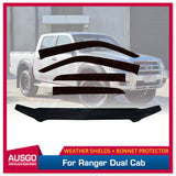 Weather Shields + Bonnet Protector for Ford Ranger Dual Cab PJ Series 2007-2009