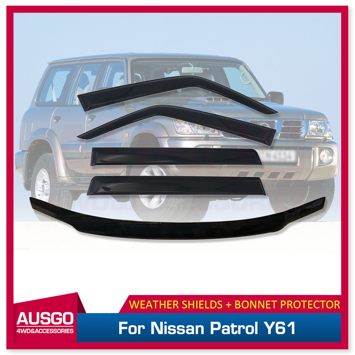 Weather Shields + Bonnet Protector for Nissan Patrol GU Y61 2004-2015