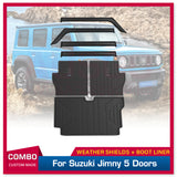 Luxury Weather Shields + Cargo Mat for Suzuki Jimny XL 5 Doors 5 Seats 2023-Onwards Weathershields Window Visors Boot Mat Detachable 3PCS Boot Liner