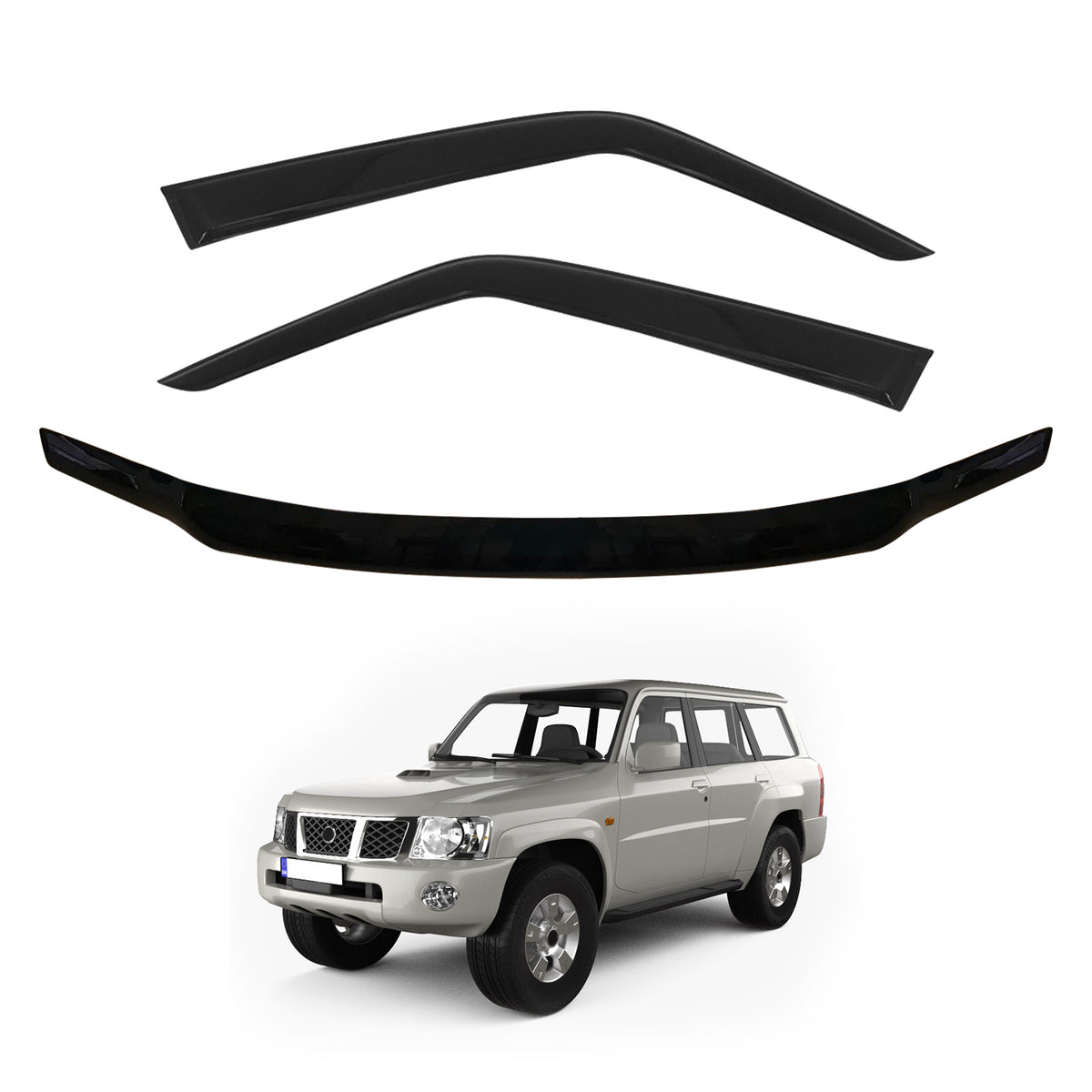 Weather Shields + Bonnet Protector for Nissan Patrol GU Y61 2004-2015 ...
