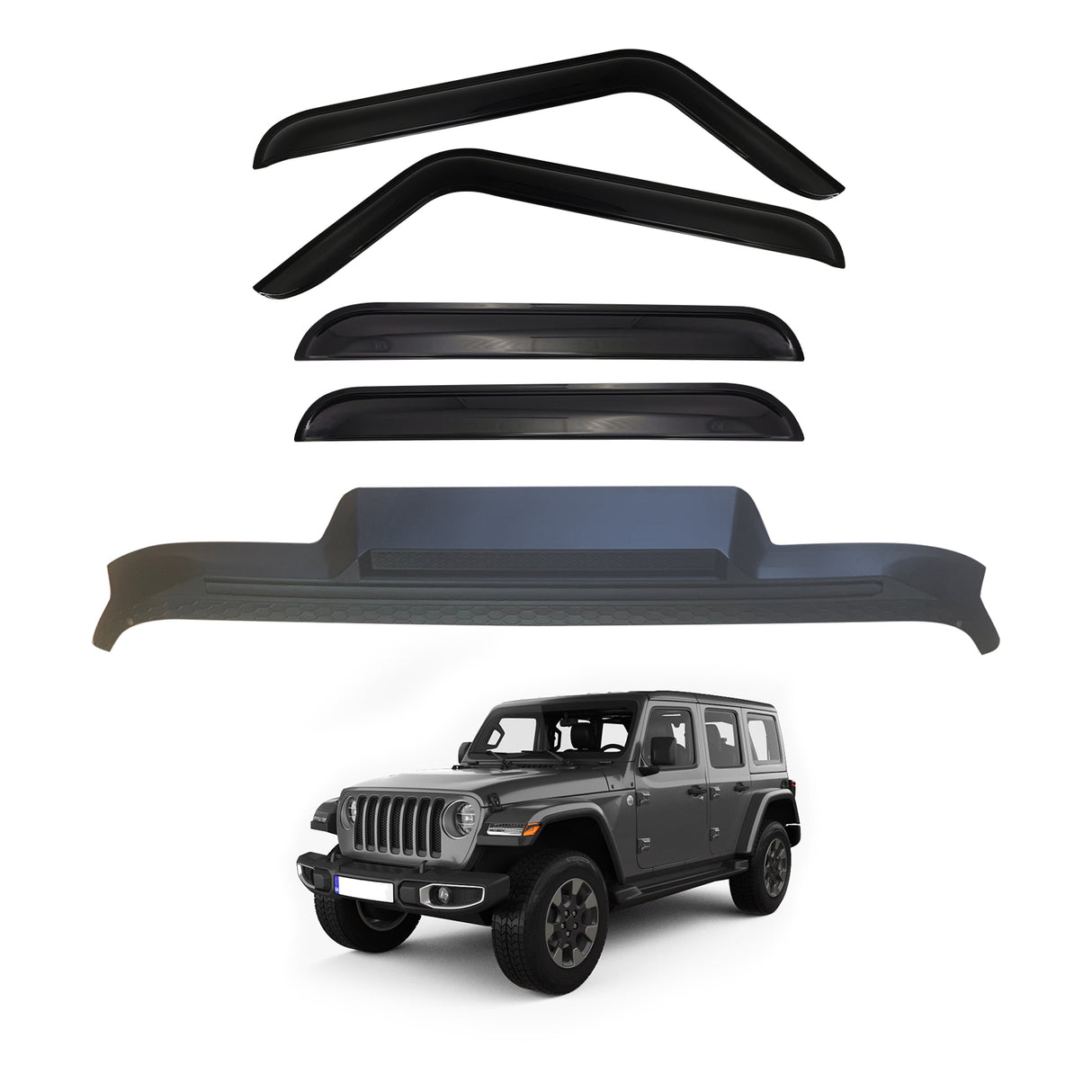 Weather Shields + Bonnet Protector for Jeep Wrangler JL Series 2018-Onwards