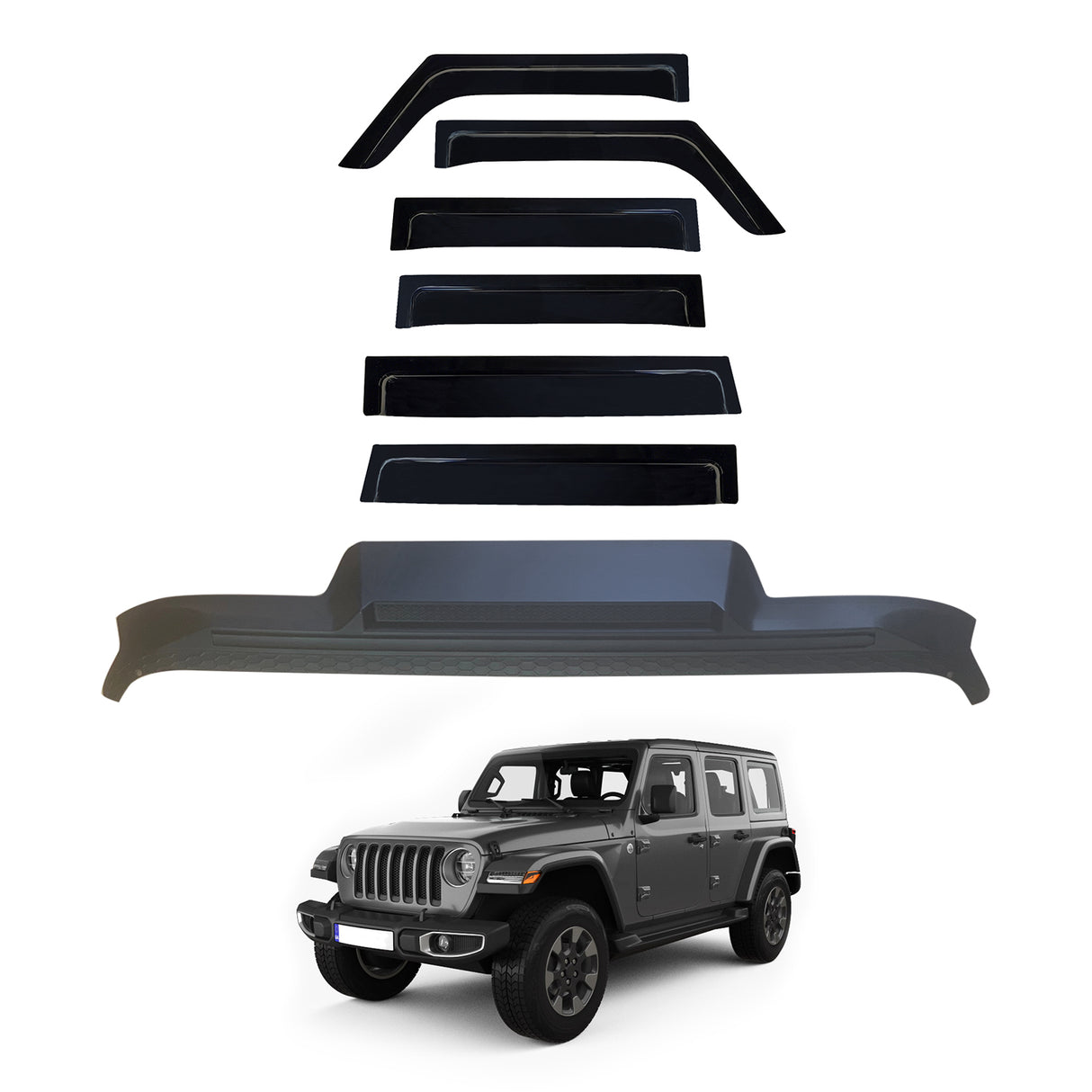 Wide Type Weather Shields + Bonnet Protector for Jeep Wrangler JL Series 2018-Onwards