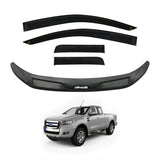 Weather Shields + Bonnet Protector for Ford Ranger Extra Cab 2012-2015