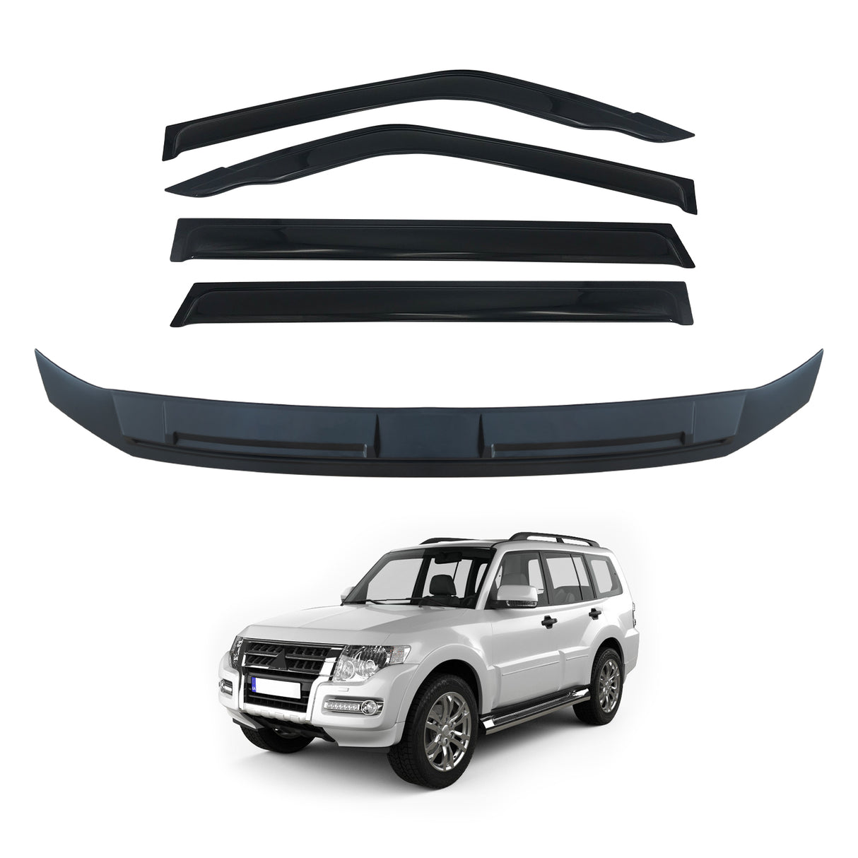 Luxury Weather Shields + Bonnet Protector for Mitsubishi Pajero 2007-2020