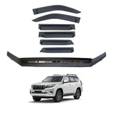 Wide Type Weather Shields + Bonnet Protector for Toyota Land Cruiser Prado 150 2018-Onwards