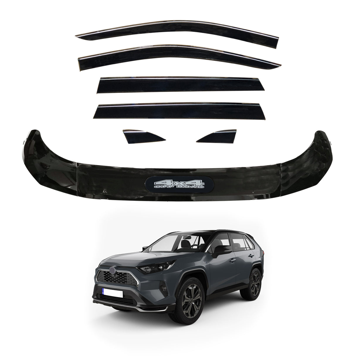 Stainless Trim Weather Shields + Bonnet Protector for Toyota RAV4 2019-Onwards