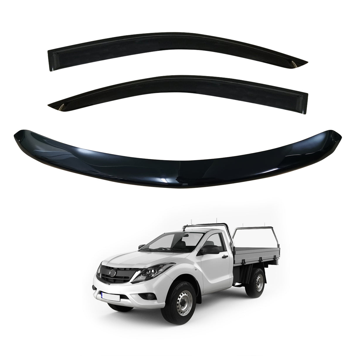 Weather Shields + Bonnet Protector for Mazda BT-50 BT50 UP Series Single Cab 2011-2020