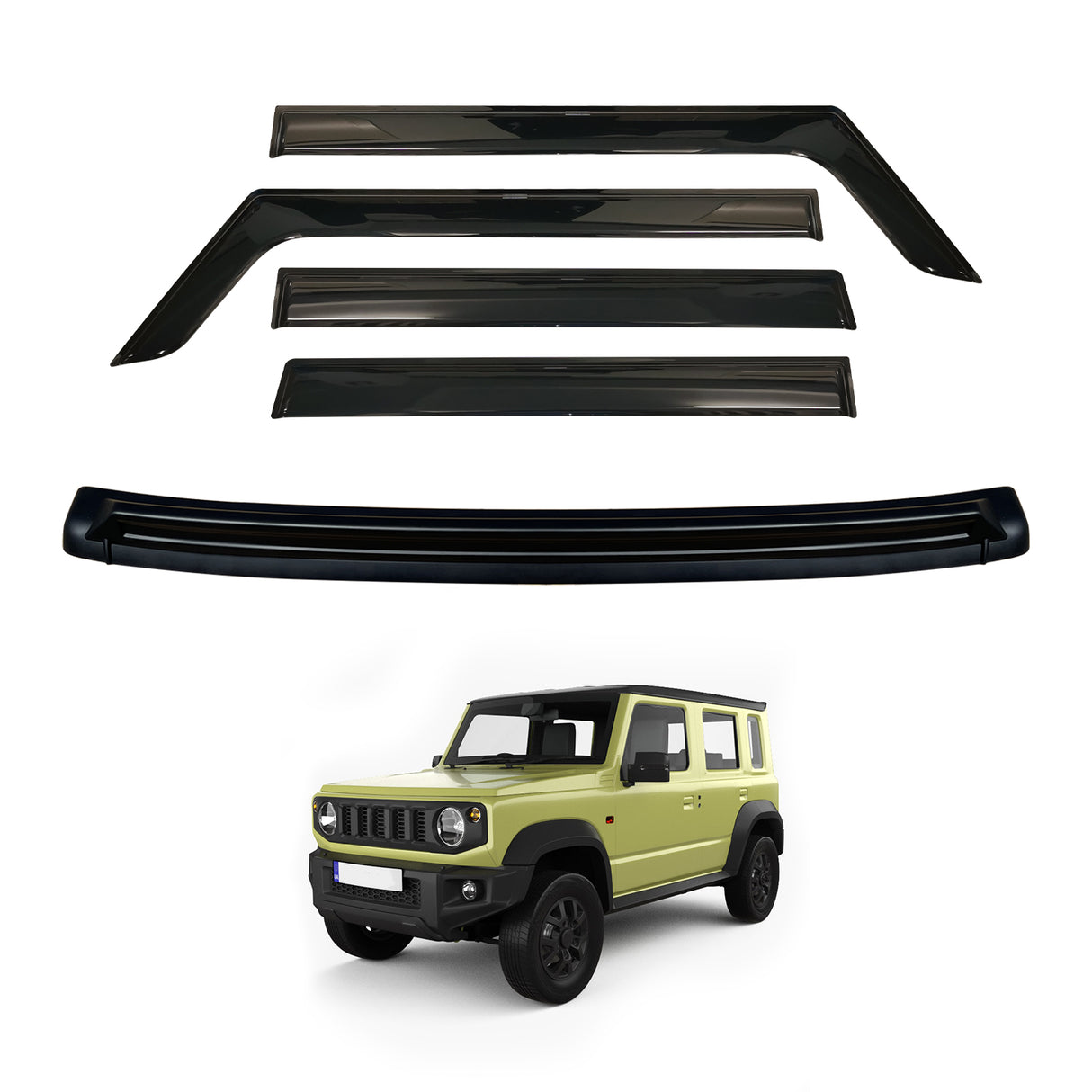 Weather Shields + Bonnet Protector for Suzuki Jimny 3Door 2018-Onwards