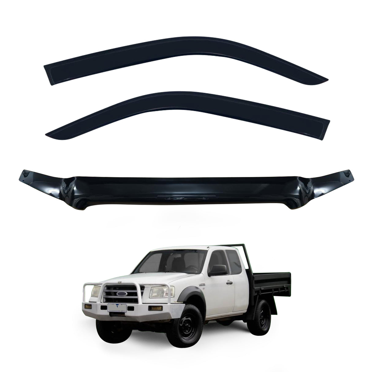 Weather Shields + Bonnet Protector for Ford Ranger Single / Extra Cab 2007-2009