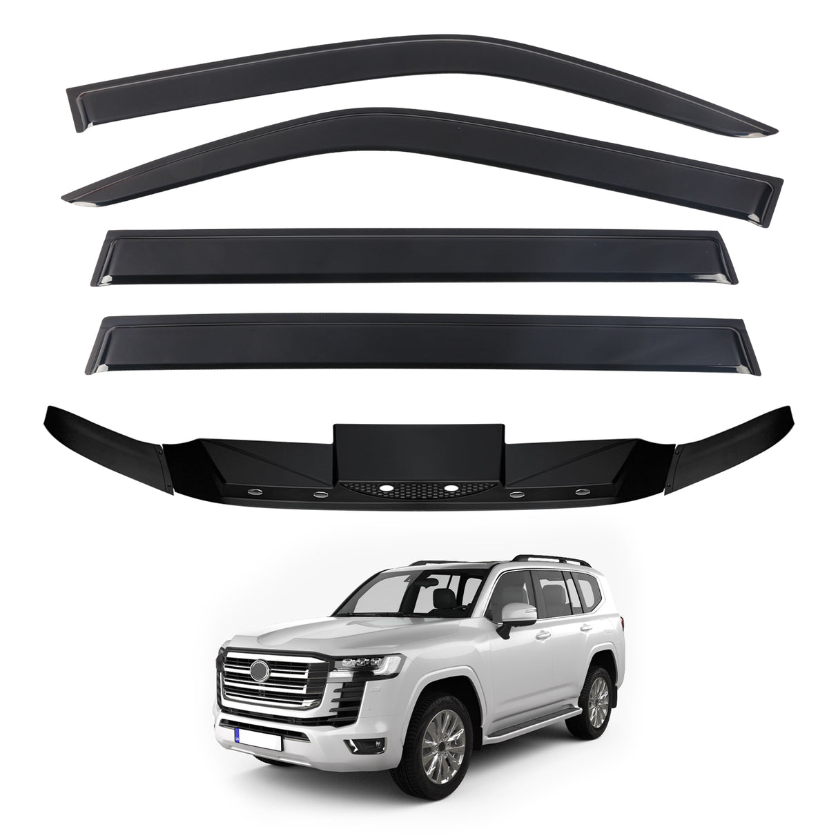 Luxury Weather Shields + Bonnet Protector for Toyota Land Cruiser 300 LC300 2021-Onwards