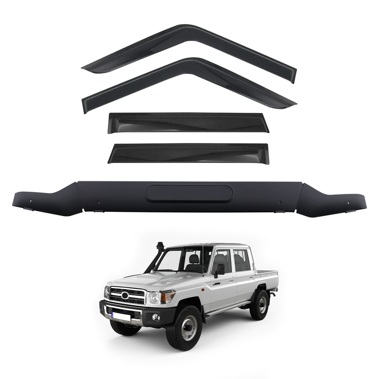 Weather Shields + Bonnet Protector Guard for Toyota Landcruiser 70 76 79 Series 2007-2023 LC70 LC76 LC79