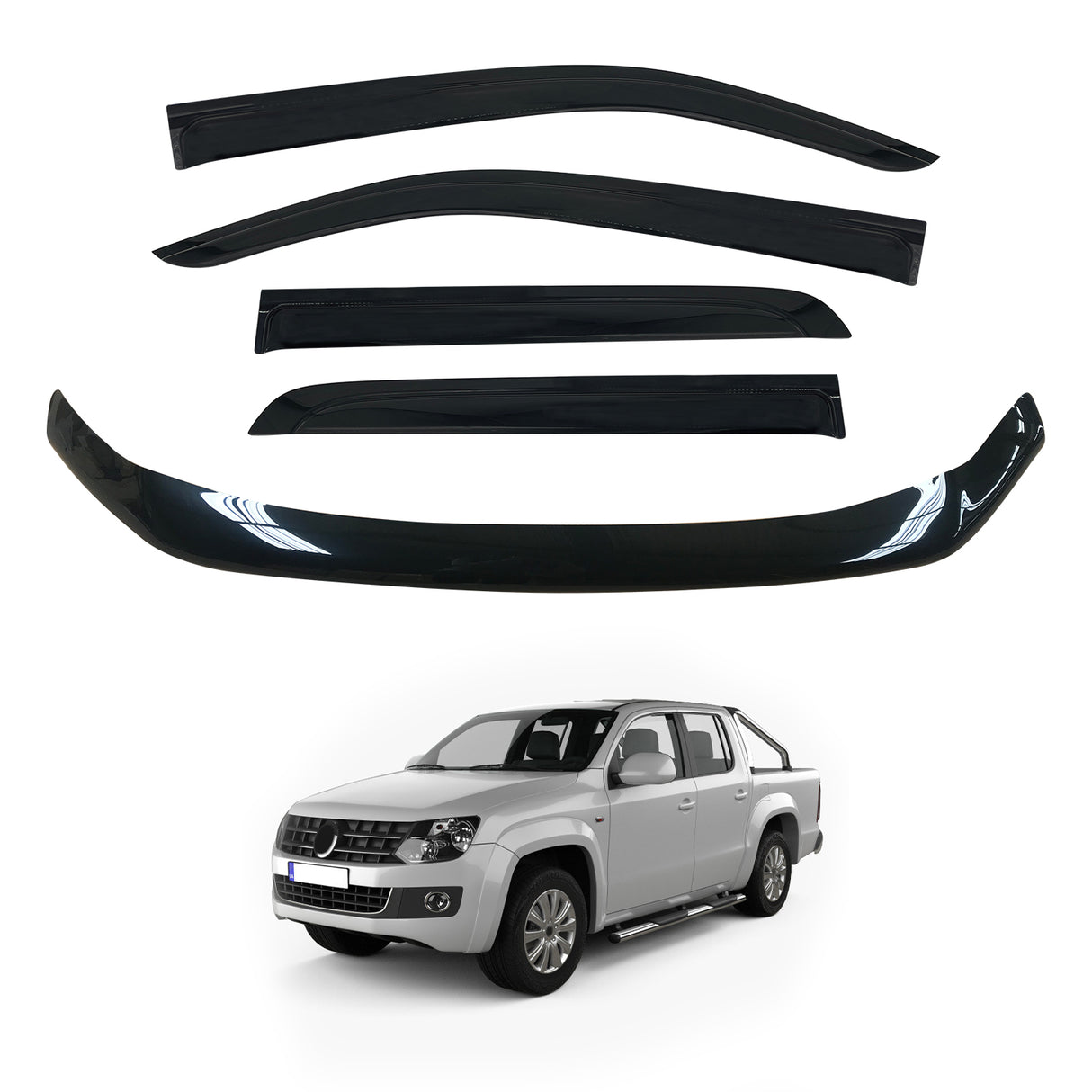 Weather Shields + Bonnet Protector for Volkswagen Amarok 2H Series Dual Cab 2009-2022