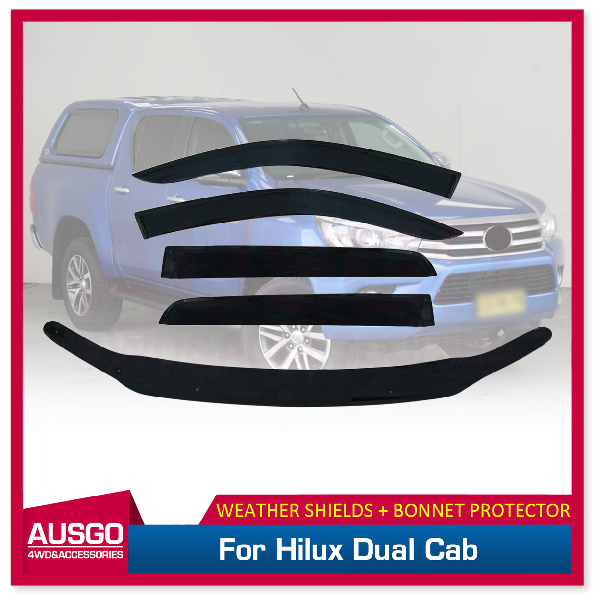 Injection Weather Shields + Bonnet Protector for Toyota Hilux Dual Cab 2015-2020