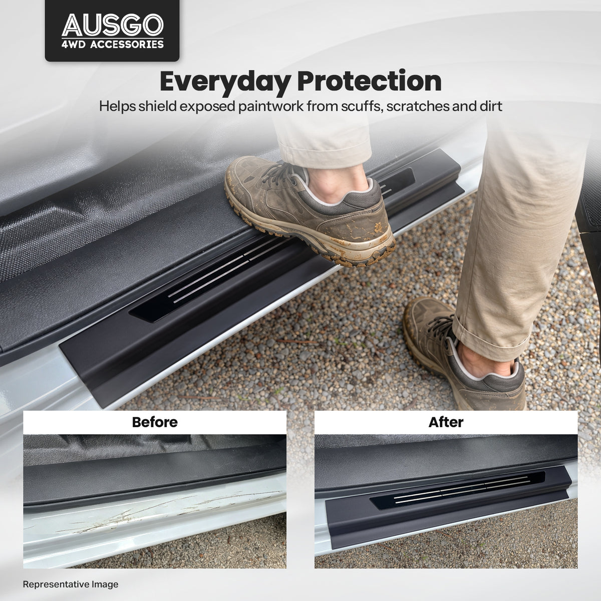 ABS Door Sill Protector for Mitsubishi Triton MV Next-Gen Dual Cab 2024-Onwards
