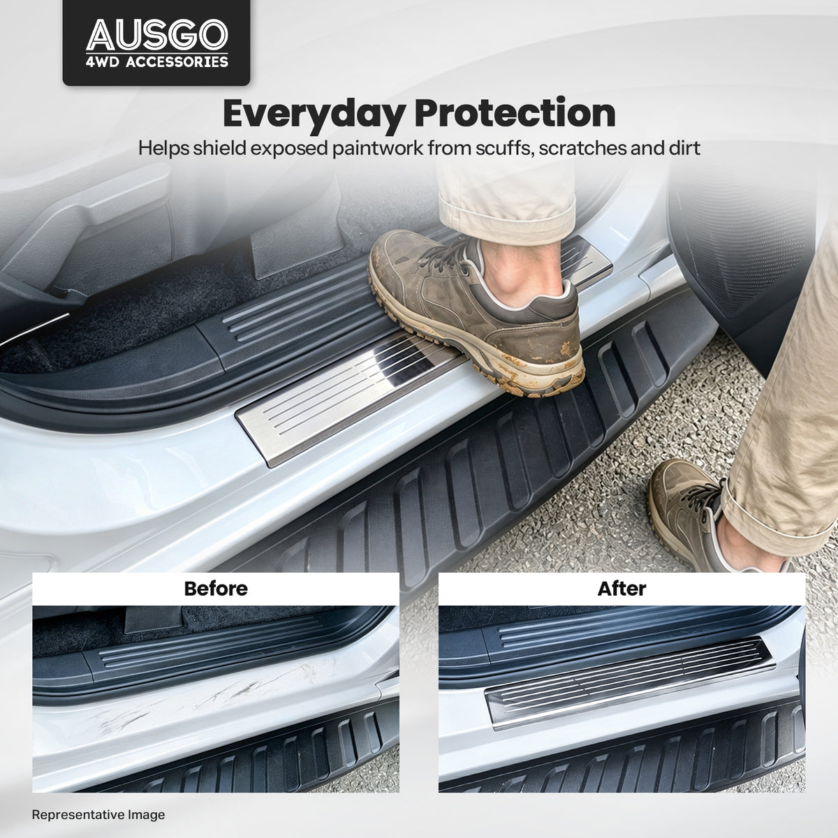 Stainless Door Sill Protector for Ford Ranger Dual Cab 2011-2022