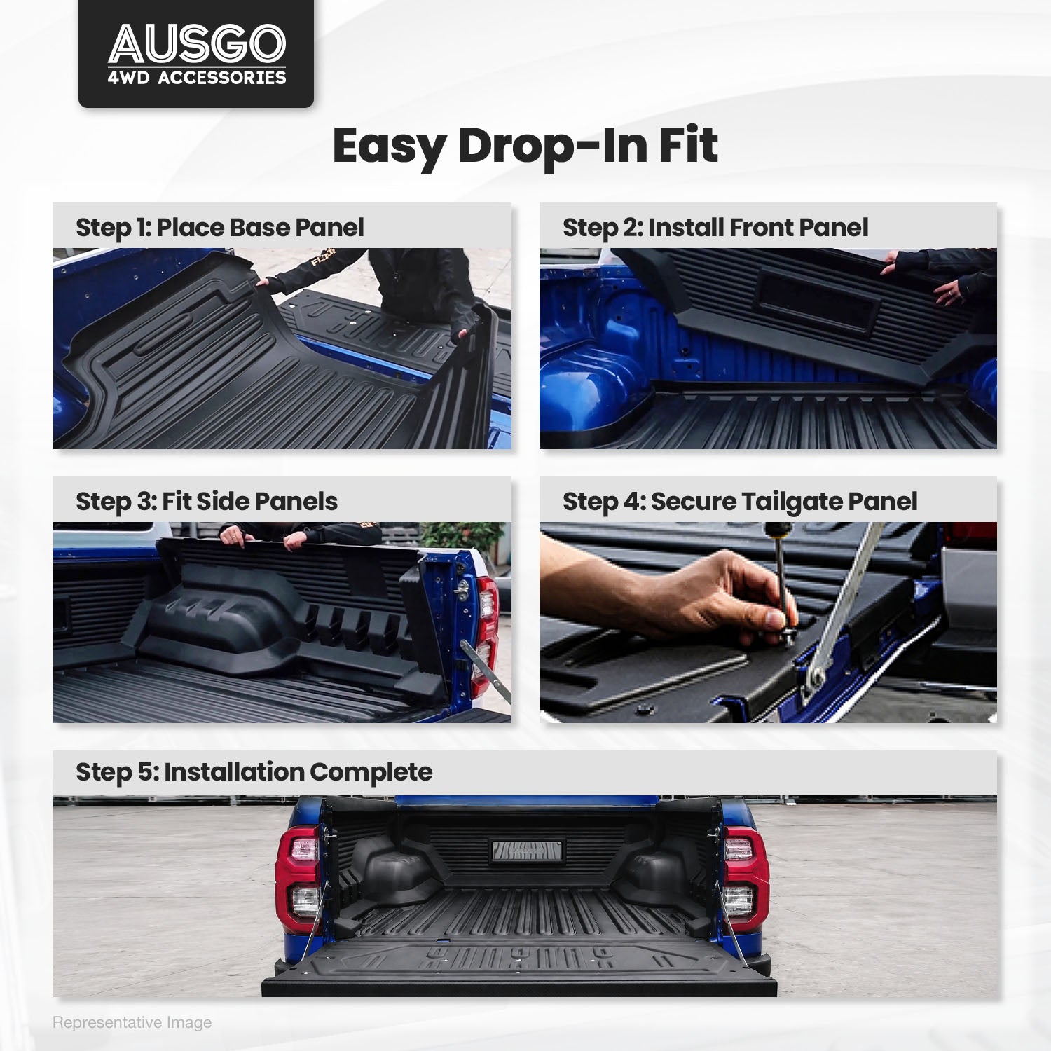 5-Piece Ute Tub Liner for Toyota Hilux Dual Cab (2015-2025) A Deck - SR5 / GR / Rogue