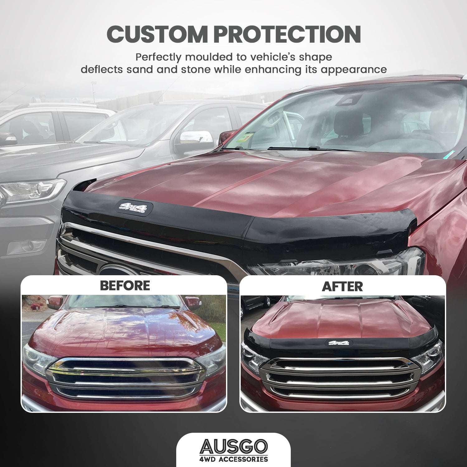 Weather Shields + Bonnet Protector for Ford Everest UA Series 2015-2022
