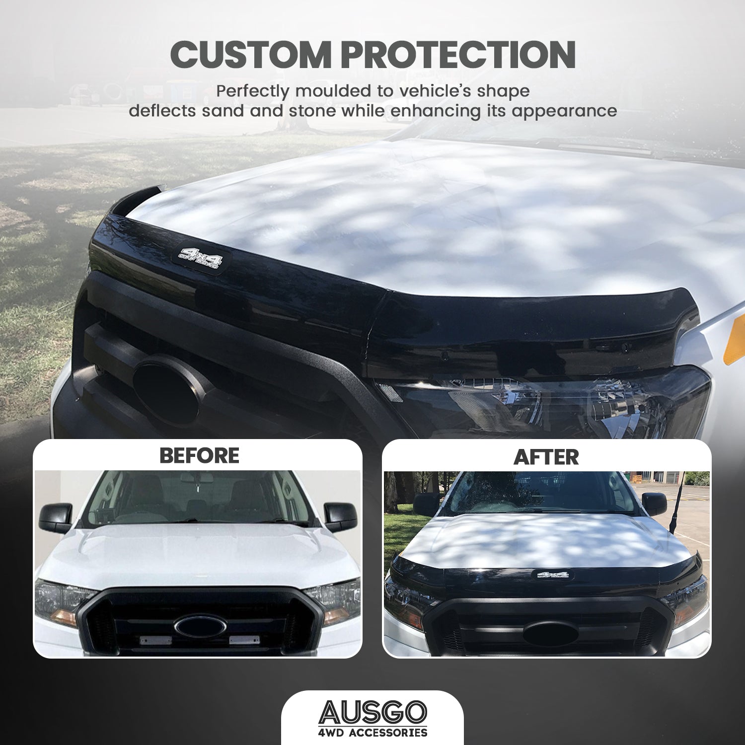 Weather Shields + Bonnet Protector for Ford Ranger Single / Extra Cab 2016-2022