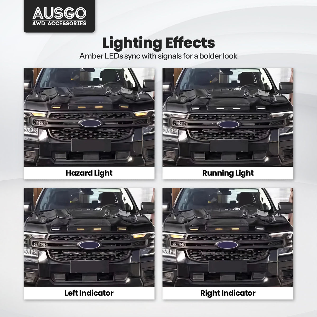 LED Bonnet Protector for Ford Ranger Single / Extra / Dual Cab 2022-Onwards