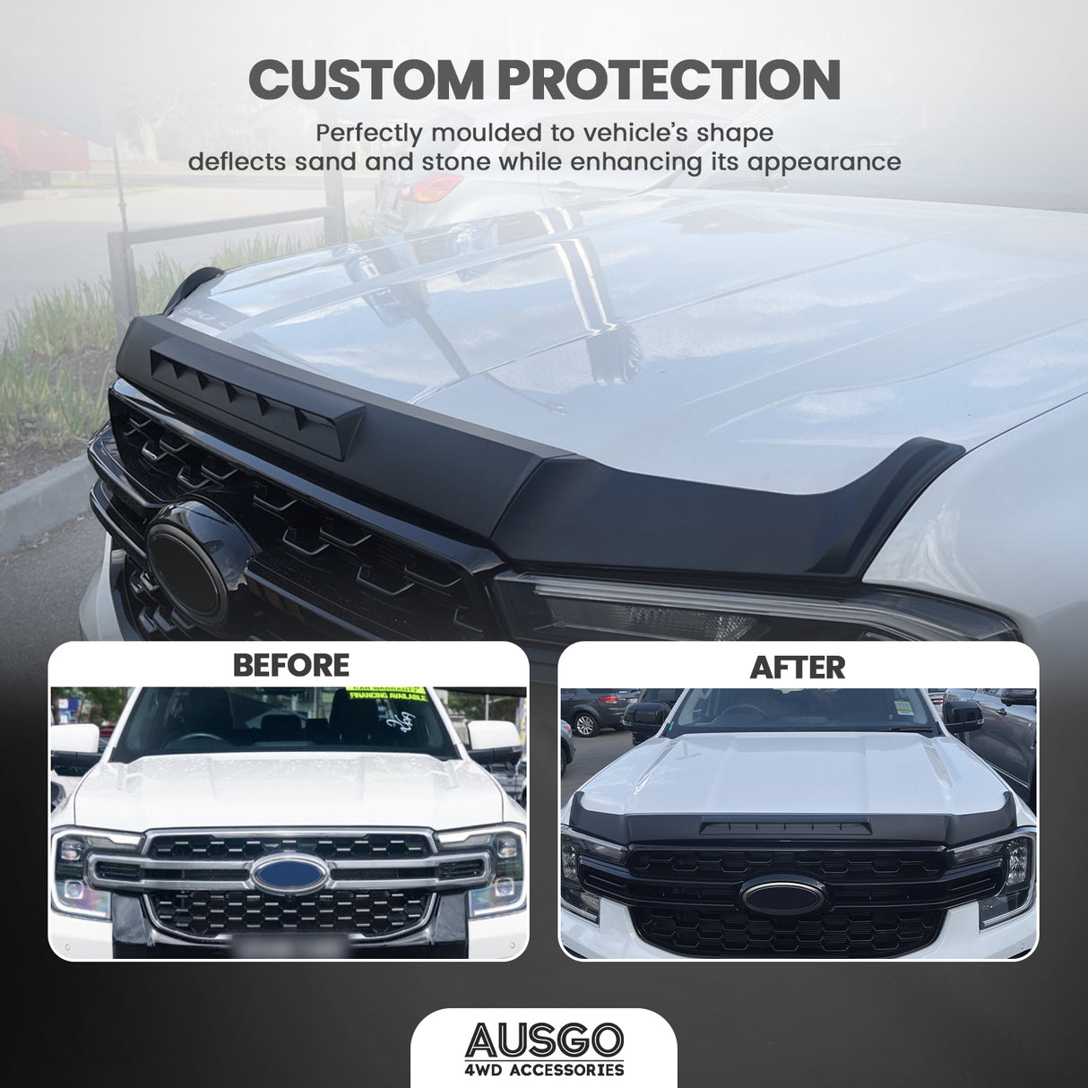 Weather Shields + Bonnet Protector for Ford Ranger Next-Gen Dual Cab 2022-Onwards