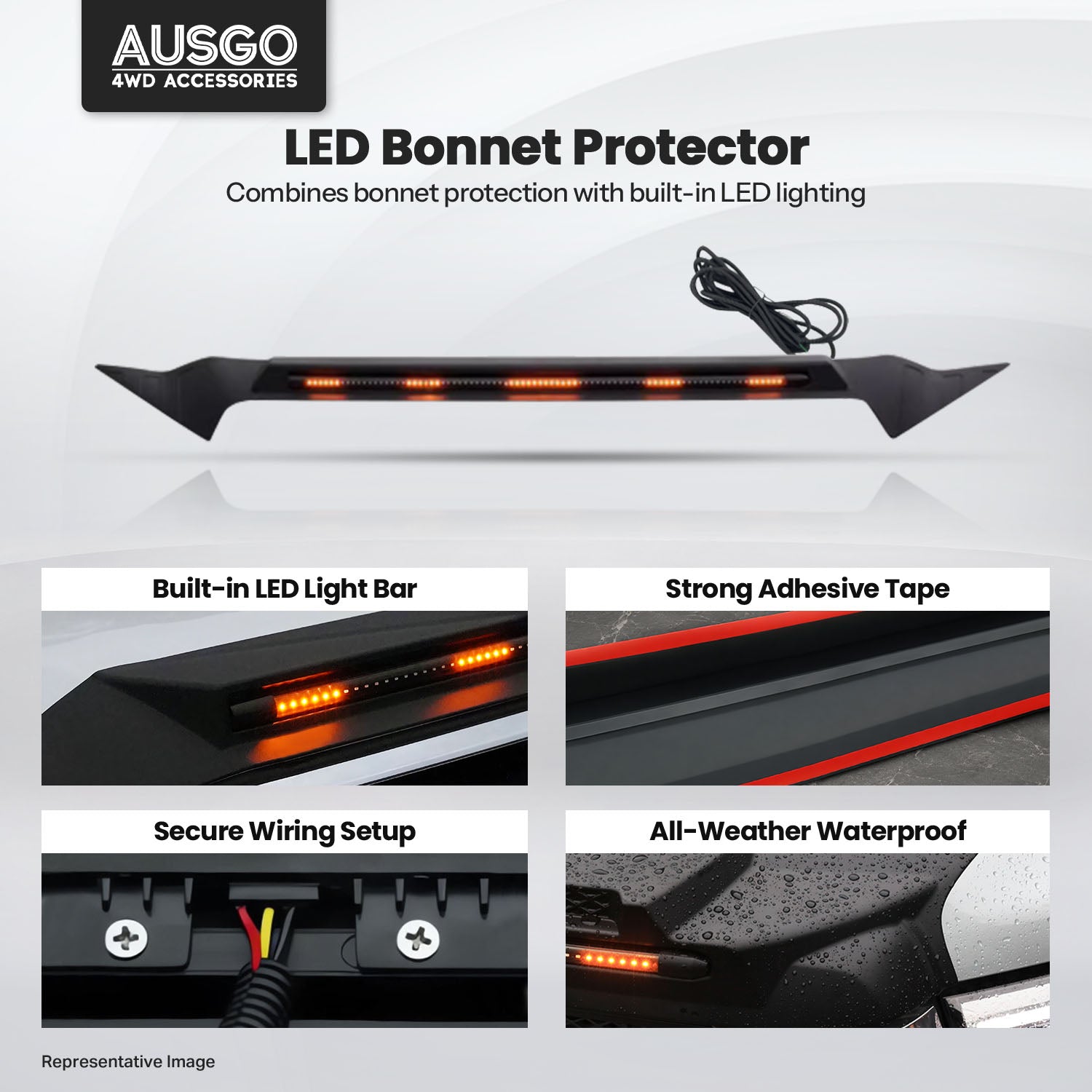 LED Bonnet Protector for ISUZU D-MAX DMAX 2020-2024
