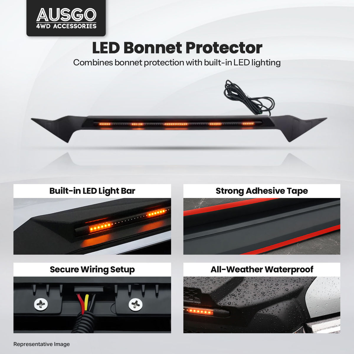 LED Bonnet Protector for ISUZU MUX MU-X 2021-2024