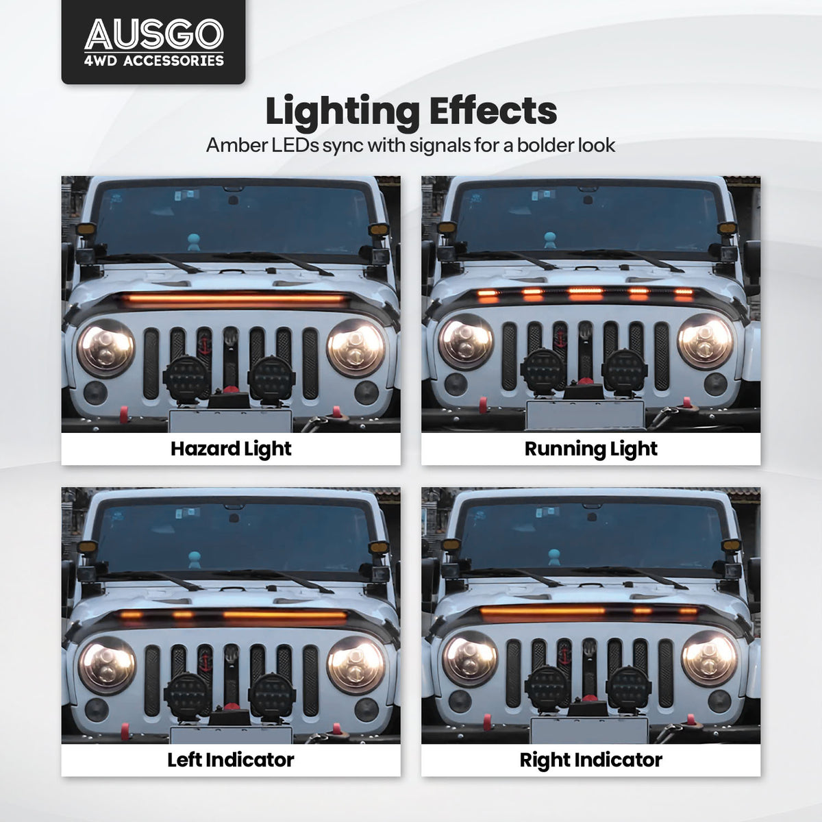 LED Bonnet Protector for Jeep Wrangler JK Series 4 Doors 2007-2018