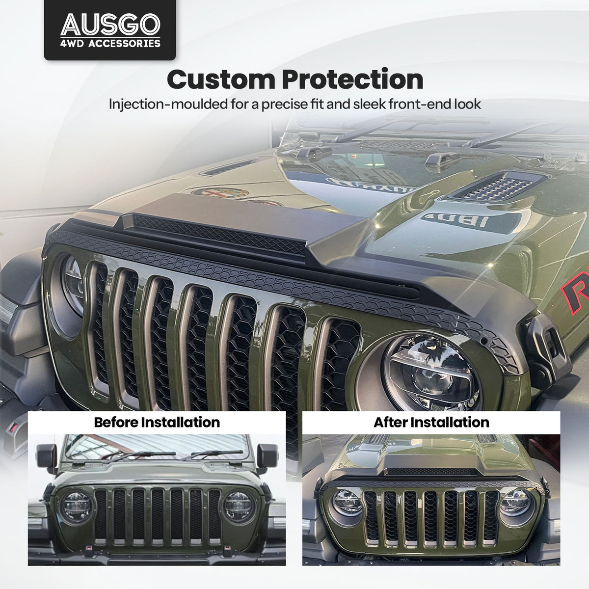 Wide Type Weather Shields + Bonnet Protector for Jeep Wrangler JL Series 2018-Onwards