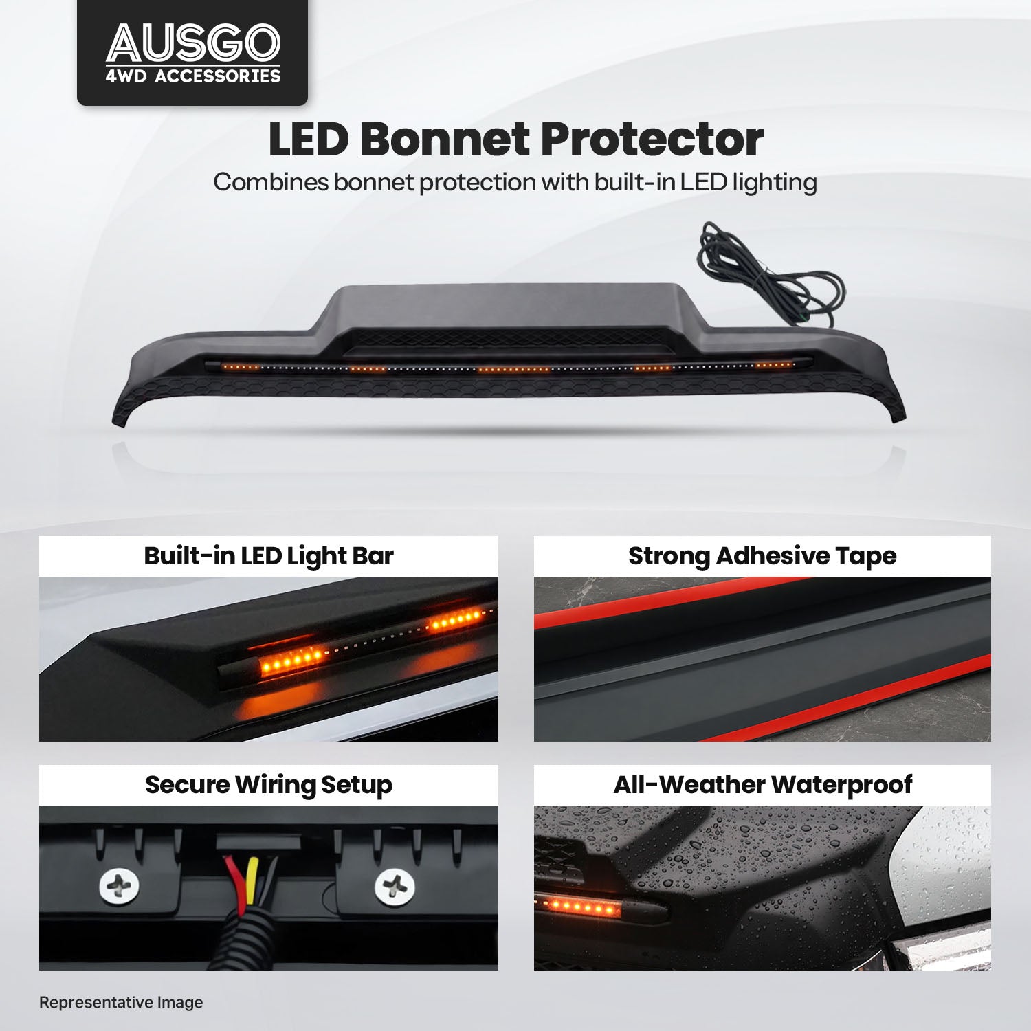 LED Bonnet Protector for Jeep Wrangler JL Series 4 Doors 2018-Onwards