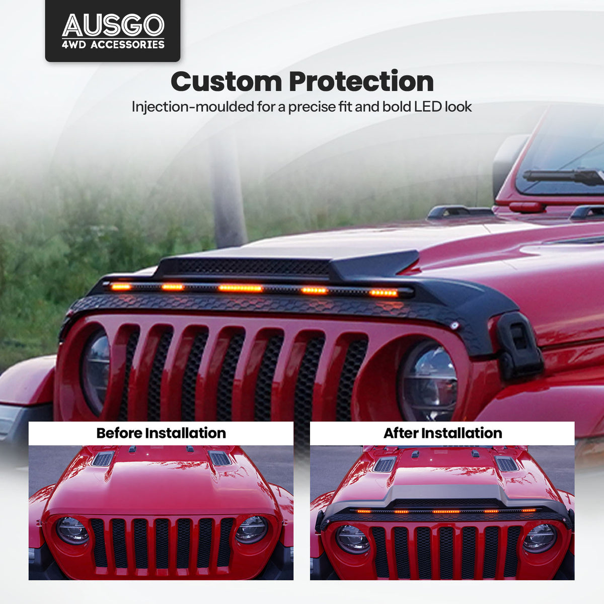 LED Bonnet Protector for Jeep Wrangler JL Series 4 Doors 2018-Onwards