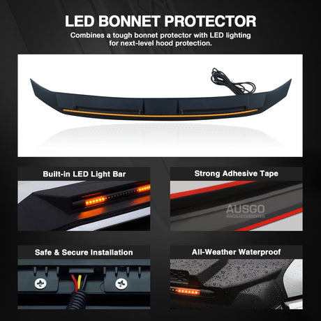 Bonnet Protector with LED Light for Mitsubishi Pajero 2007-2020