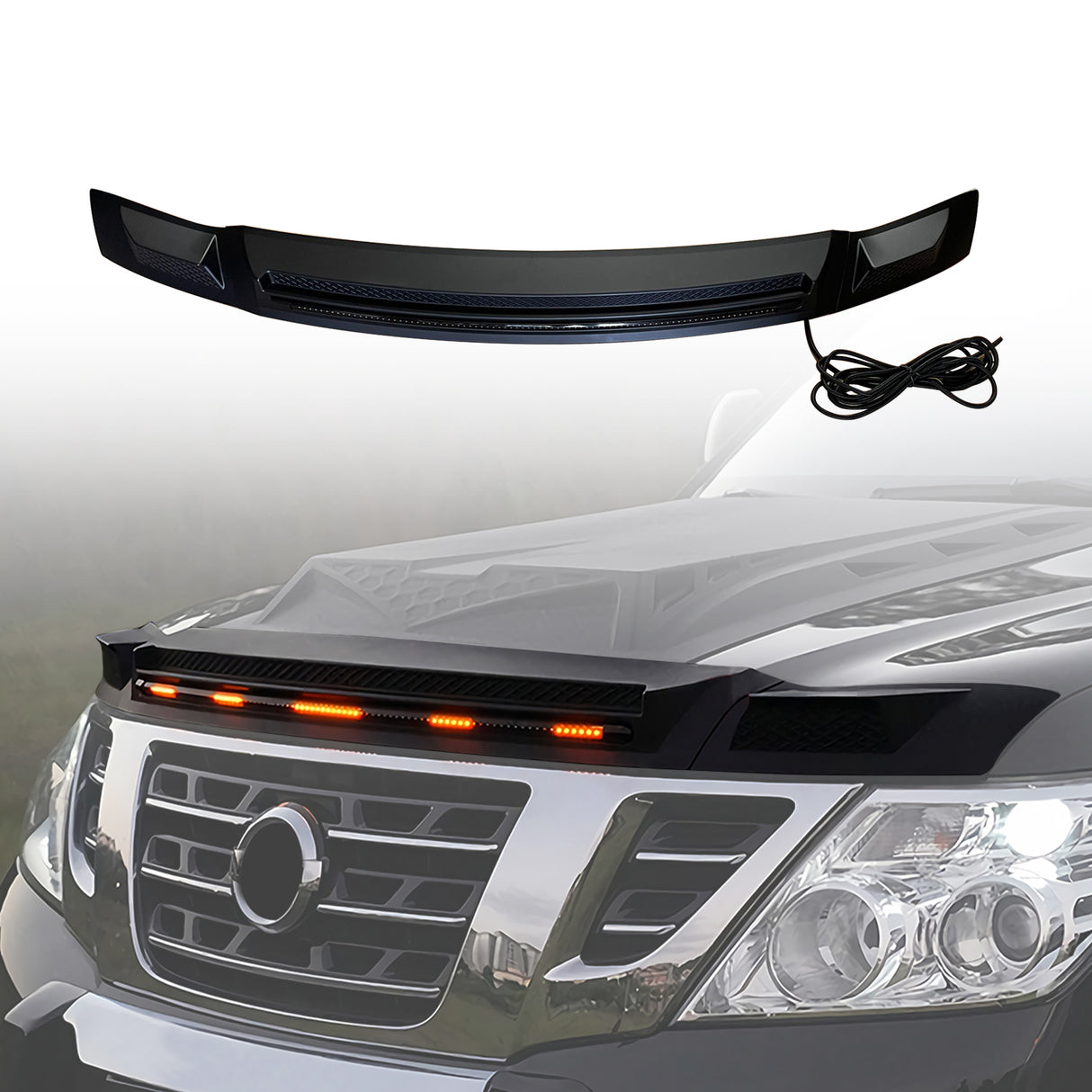 Bonnet Protector with LED Light for Nissan Patrol Y62 2012-2019