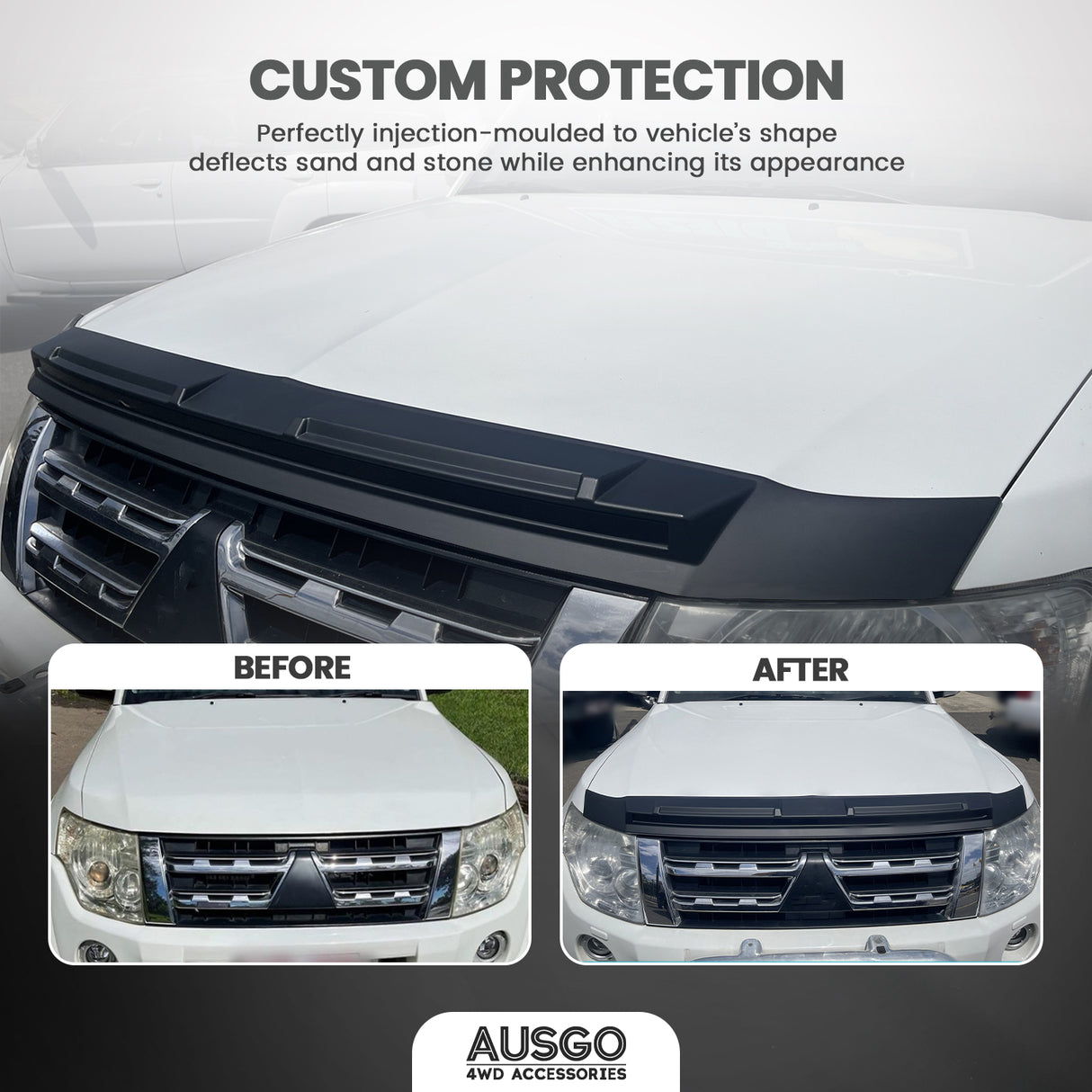 Injection Weather Shields + Bonnet Protector for Mitsubishi Pajero 2007-2020
