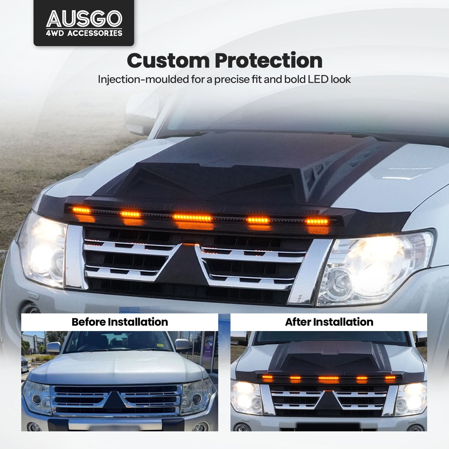 LED Bonnet Protector for Mitsubishi Pajero 2007-2021